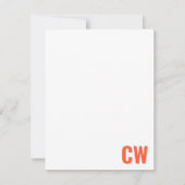 Orange Blue Retro Typography Monogram Initial  Notitiekaartje (Voorkant)