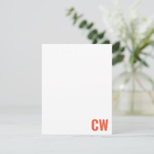 Orange Blue Retro Typography Monogram Initial  Notitiekaartje (Staand voorkant)