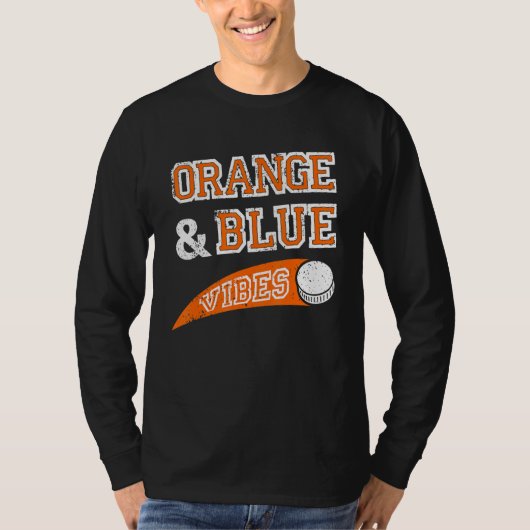Orange & Blue Vibes Hockey Team Fan T-shirt (Voorkant)