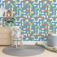 Orange Blue Yellow Mint Green Circles Art Pattern