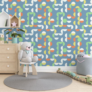 Orange Blue Yellow Mint Green Circles Art Pattern Behang