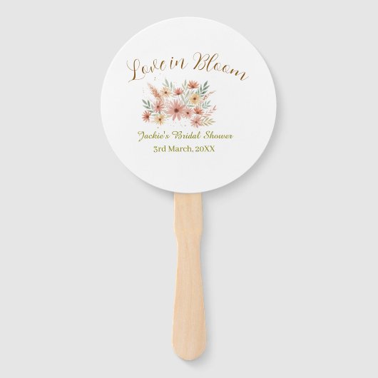 Orange boho love in Bloom bridal shower name retro Handwaaier (Voorkant)