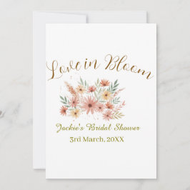 Orange boho love in Bloom bridal shower name retro Kaart