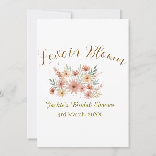 Orange boho love in Bloom bridal shower name retro Kaart (Voorkant)