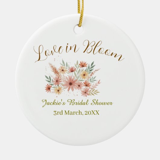 Orange boho love in Bloom bridal shower name retro Keramisch Ornament (Voorkant)