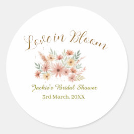 Orange boho love in Bloom bridal shower name retro Ronde Sticker