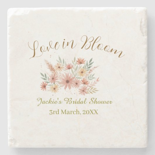 Orange boho love in Bloom bridal shower name retro Stenen Onderzetter (Voorkant)