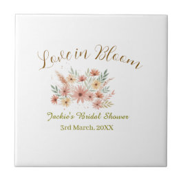 Orange boho love in Bloom bridal shower name retro Tegeltje