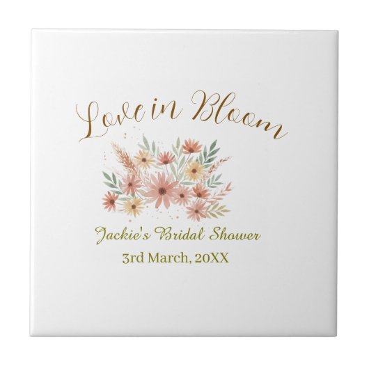 Orange boho love in Bloom bridal shower name retro Tegeltje (Voorkant)