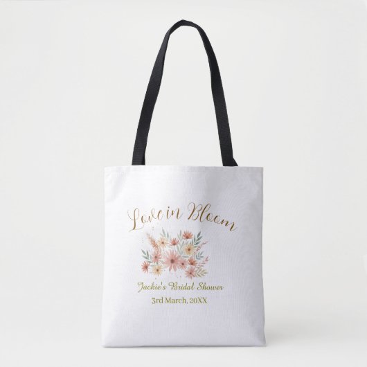 Orange boho love in Bloom bridal shower name retro Tote Bag (Voorkant)