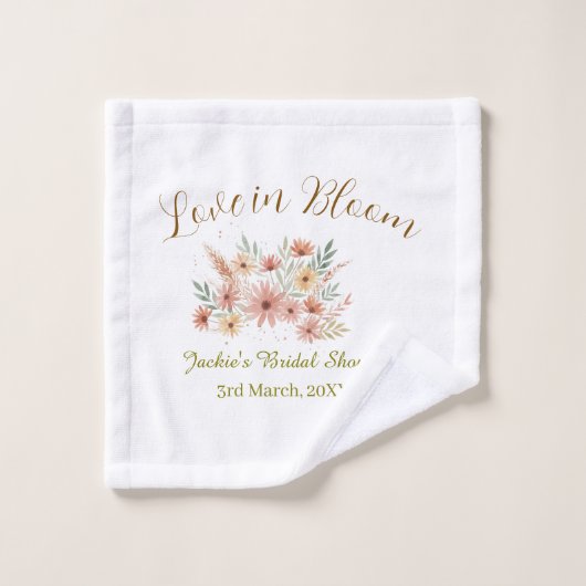 Orange boho love in Bloom bridal shower name retro Washandje (Wasdoekje)