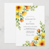Orange Botanical Blossom Wedding Kaart (Voorkant / Achterkant)
