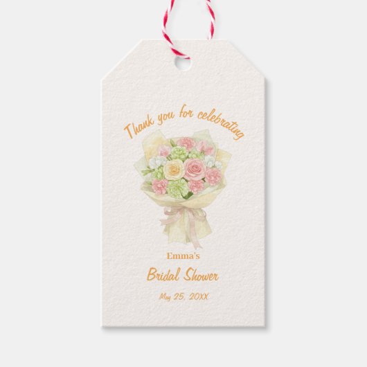 orange bouquet Bridal Shower Cadeaulabel (Voorkant)
