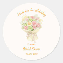 orange bouquet Bridal Shower Ronde Sticker
