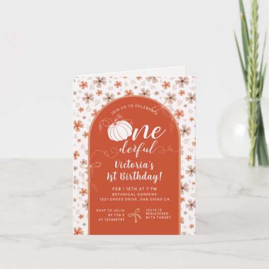 ORANGE BOW & ARCH FALL PUMPKIN FLOWERS BIRTHDAY (Voorkant)