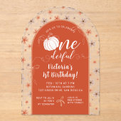 ORANGE BOW & ARCH FALL PUMPKIN FLOWERS BIRTHDAY ACRYL UITNODIGINGEN (Voorkant)