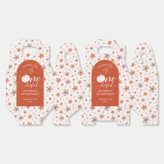 ORANGE BOW & ARCH FALL PUMPKIN FLOWERS BIRTHDAY BEDANKDOOSJES (Ongevouwen)