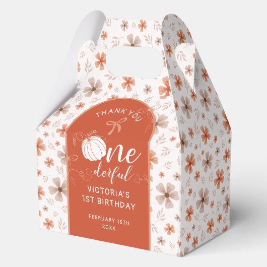 ORANGE BOW & ARCH FALL PUMPKIN FLOWERS BIRTHDAY BEDANKDOOSJES (Achterkant)