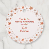 ORANGE BOW & ARCH FALL PUMPKIN FLOWERS BIRTHDAY BEDANKJES LABELS (Achterkant)