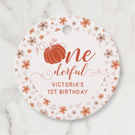 ORANGE BOW & ARCH FALL PUMPKIN FLOWERS BIRTHDAY BEDANKJES LABELS