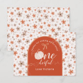 ORANGE BOW & ARCH FALL PUMPKIN FLOWERS BIRTHDAY BEDANKKAART (Voorkant / Achterkant)