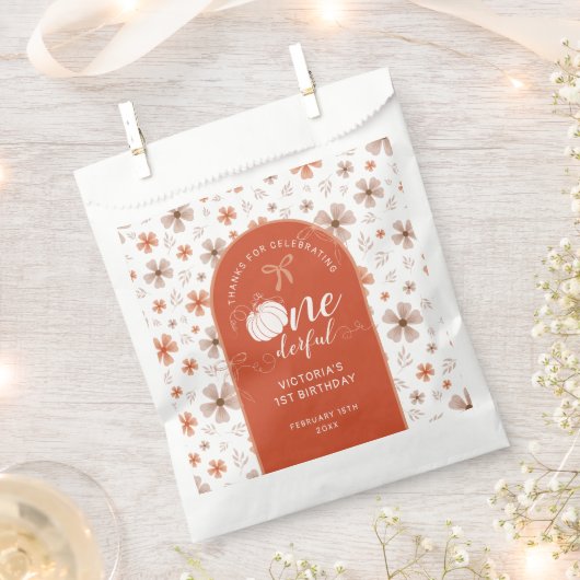 ORANGE BOW & ARCH FALL PUMPKIN FLOWERS BIRTHDAY BEDANKZAKJE (Geknipt)