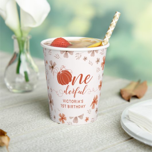 ORANGE BOW & ARCH FALL PUMPKIN FLOWERS BIRTHDAY PAPIEREN BEKERS (Insitu)