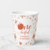 ORANGE BOW & ARCH FALL PUMPKIN FLOWERS BIRTHDAY PAPIEREN BEKERS (Voorkant)