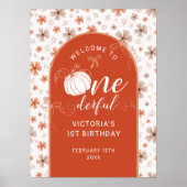 ORANGE BOW & ARCH FALL PUMPKIN FLOWERS BIRTHDAY POSTER (Voorkant)