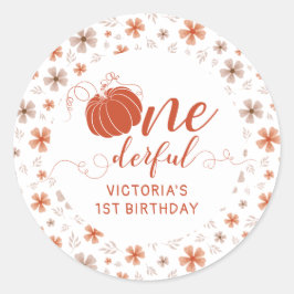 ORANGE BOW & ARCH FALL PUMPKIN FLOWERS BIRTHDAY RONDE STICKER