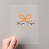Orange bow jingle Mingle retro boho family namdate Acryl Uitnodigingen (Insitu (Draagbaar))