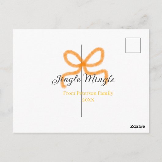 Orange bow jingle Mingle retro boho family namdate Briefkaart (Achterkant)