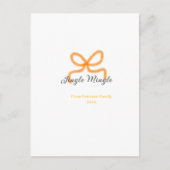 Orange bow jingle Mingle retro boho family namdate Briefkaart (Voorkant)