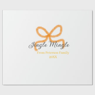 Orange bow jingle Mingle retro boho family namdate Cadeaupapier