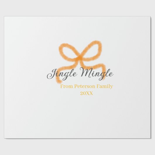 Orange bow jingle Mingle retro boho family namdate Cadeaupapier (Vlak)