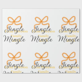 Orange bow jingle Mingle retro boho family namdate Cadeaupapier