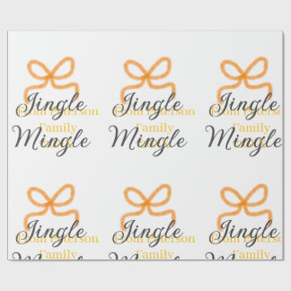 Orange bow jingle Mingle retro boho family namdate Cadeaupapier