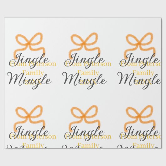 Orange bow jingle Mingle retro boho family namdate Cadeaupapier (Vlak)
