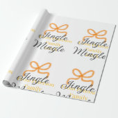 Orange bow jingle Mingle retro boho family namdate Cadeaupapier (Uitgerold)