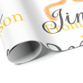 Orange bow jingle Mingle retro boho family namdate Cadeaupapier (Rol Hoek)