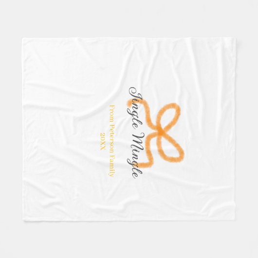 Orange bow jingle Mingle retro boho family namdate Fleece Deken (Voorkant (Horizontaal))