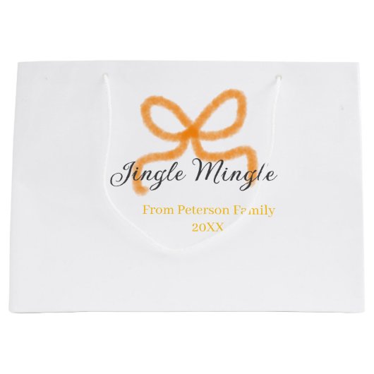 Orange bow jingle Mingle retro boho family namdate Groot Cadeauzakje (Voorkant)