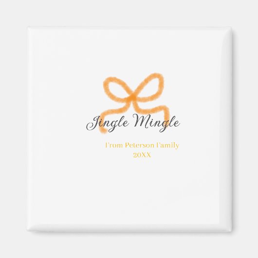 Orange bow jingle Mingle retro boho family namdate Magneet (Voorkant)