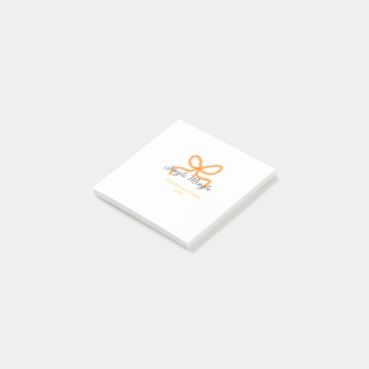 Orange bow jingle Mingle retro boho family namdate Post-it® Notes (Schuin)