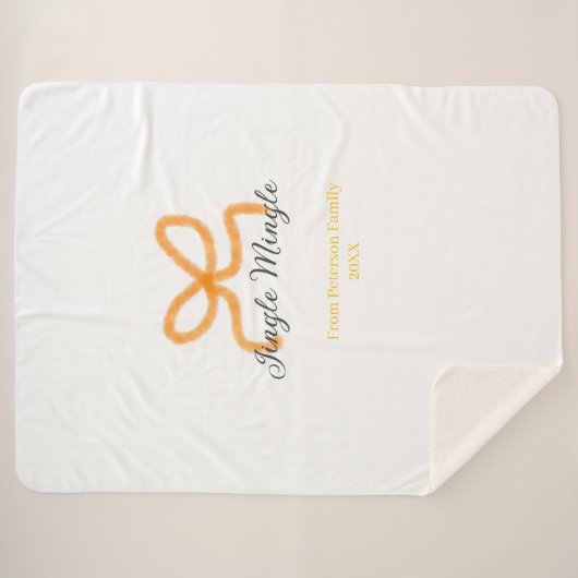 Orange bow jingle Mingle retro boho family namdate Sherpa Deken (Voorkant (horizontaal))