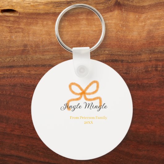 Orange bow jingle Mingle retro boho family namdate Sleutelhanger (Achterkant)