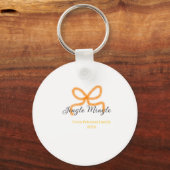 Orange bow jingle Mingle retro boho family namdate Sleutelhanger (Voorkant)