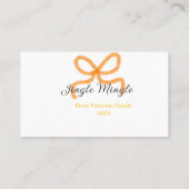 Orange bow jingle Mingle retro boho family namdate Visitekaartje (Achterkant)