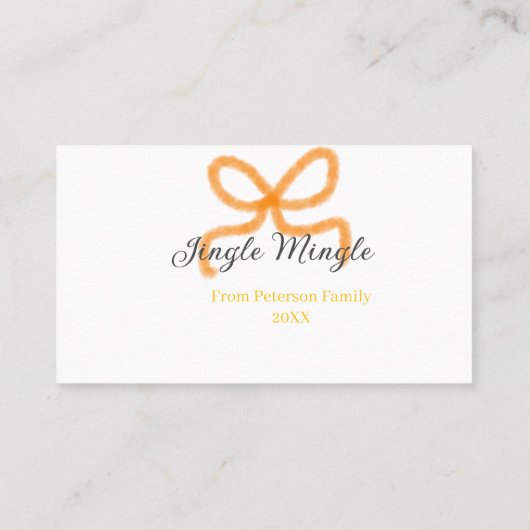 Orange bow jingle Mingle retro boho family namdate Visitekaartje (Achterkant)