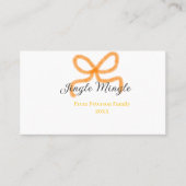 Orange bow jingle Mingle retro boho family namdate Visitekaartje (Voorkant)